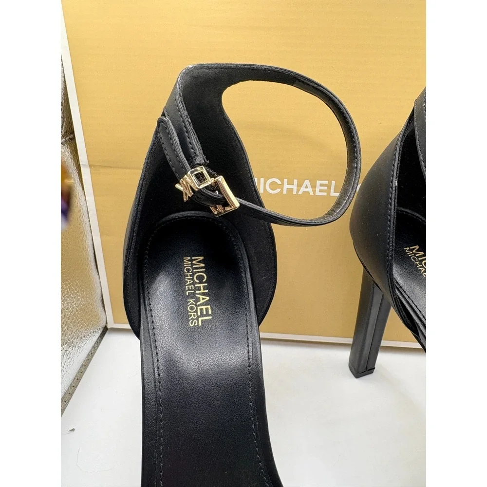 Michael Kors Margot Platform Faux Leather Black Sz 7M